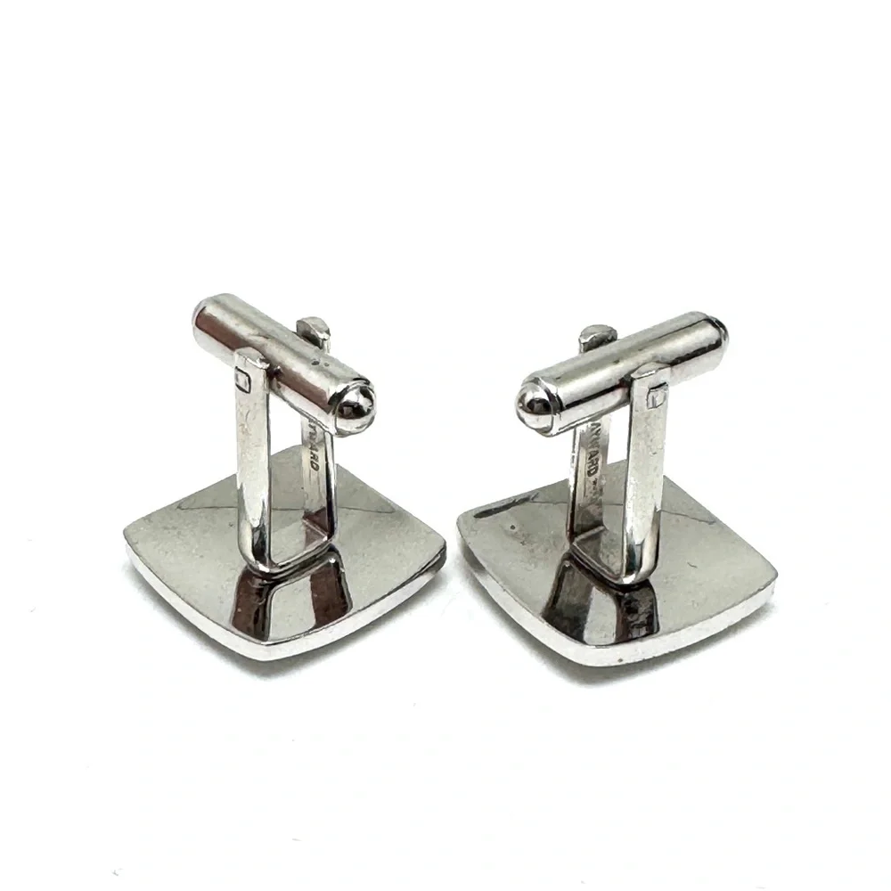 Vintage Hayward Polished Silver Floral Square Cufflinks - Men's Accessories